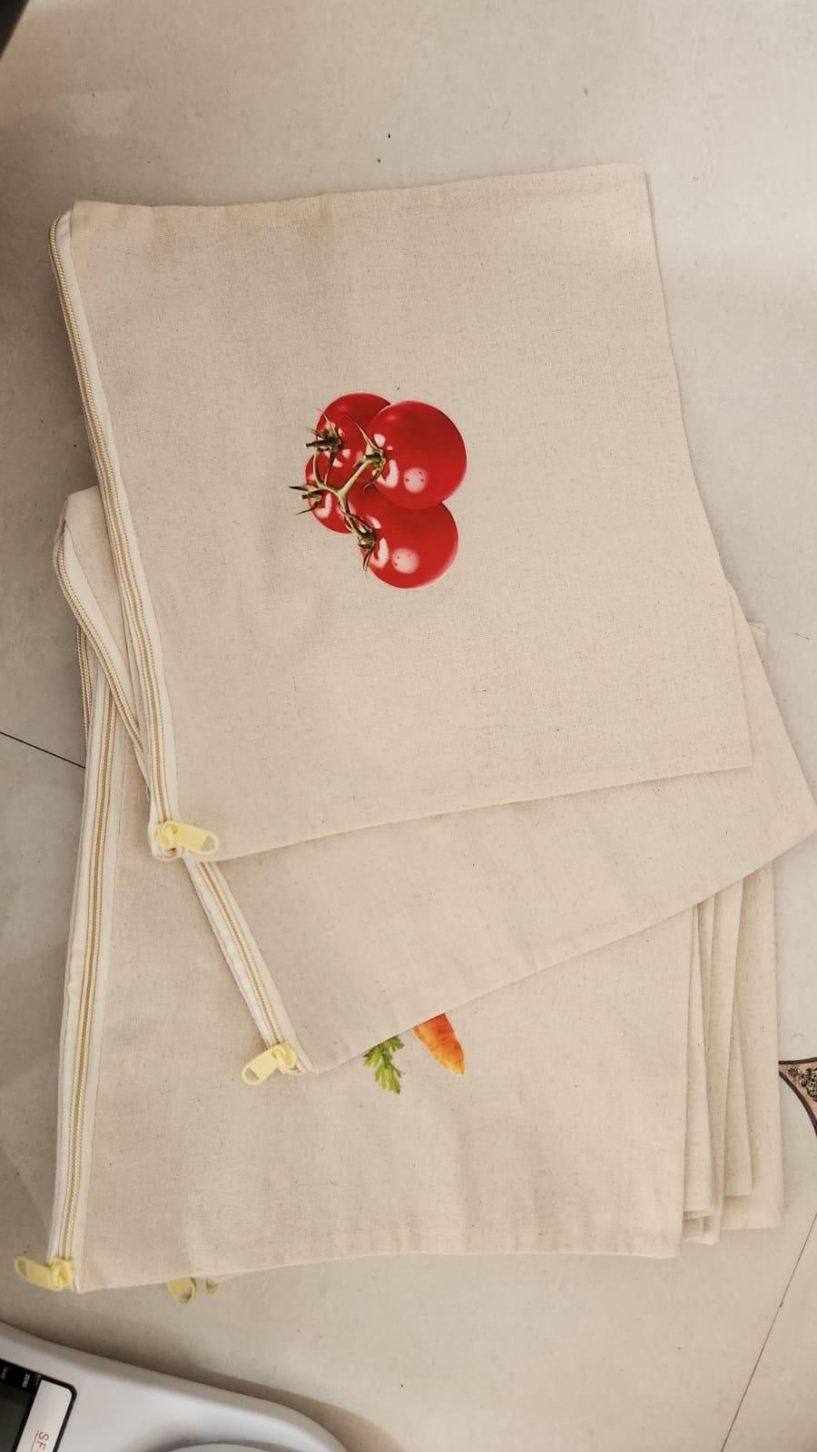 Cotton Reusable Vegetable Bags for Fridge (Pack of 10pc)